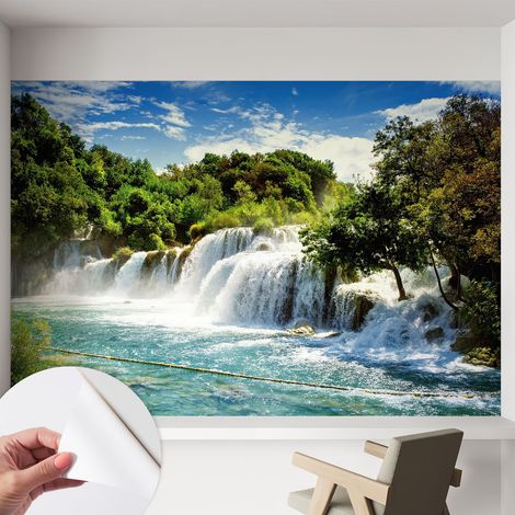 Carta da parati autoadesiva - fotomurale - decorazione parete - stile elegante - decorazione casa - Incantevole cascata 152x104 cm (1/5)