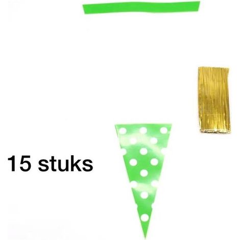 Lot de 15 sacs à friandises verts à pois - Sacs pour bonbons de Pâques et fêtes - Idéaux pour biscuits, cadeaux et distribution - Sachets décoratifs (1/4)