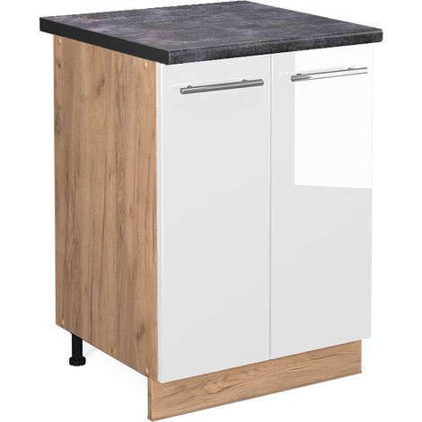 Mobiletto base cucina Fame-Line, Bianco lucido, 60 cm , PL Antracite, Vicco
