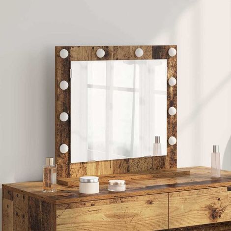 Miroir de vanité à LED-Miroir de maquillage avec LED Bois Ancien 60 x 55 x 18 cm 648779 (1/5)