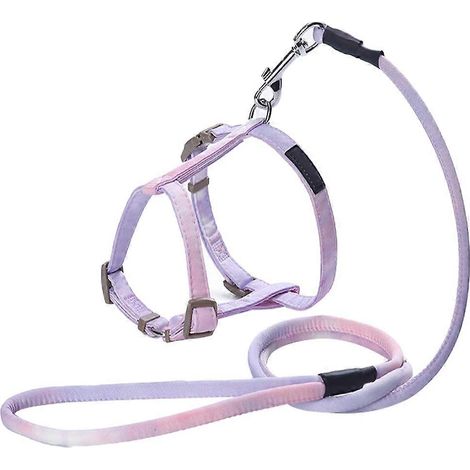 Corde de traction réglable pour chat et petit chien, avec sangle de poitrine en forme de I, violette, taille M (1/5)