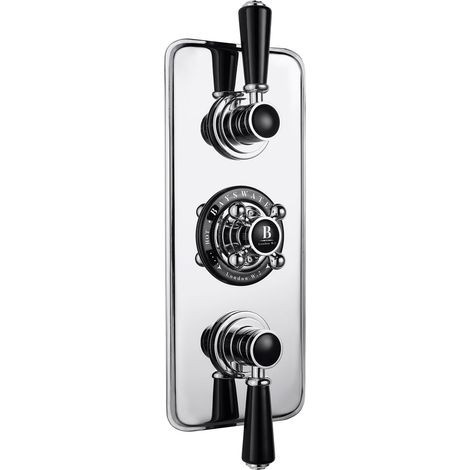 Bayswater Traditional Triple Concealed Shower Valve with Diverter Black/Chrome (1/2)