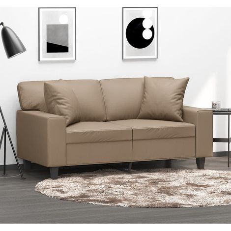 2-Sitzer-Sofa mit Zierkissen Cappuccino-Braun 120 cm Kunstleder