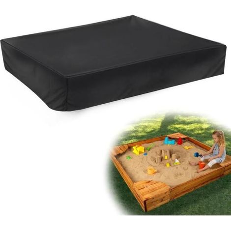 Housse Pour Bac À Sable - Tissu Oxford 210D - Imperméable Avec Cordon De Serrage - 200 x 200 x 20 cm - Noir - 1 Pièce (1/5)