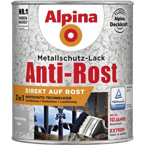 Alpina Metallschutz-Lack Hammerschlag 750 ml silber Metallack Schutzlack (1/2)