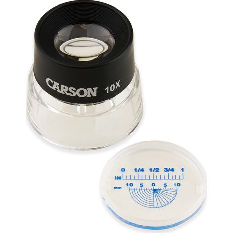 Carson Optical LumiLoupe - Lente di ingrandimento x10 con griglia di misurazione a inserimento (LL-20) (1/4)