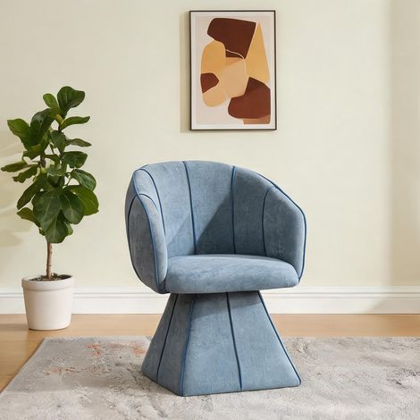 Fauteuil coloris bleu en chenille 56 x 54 x 74,5 cm (1/5)