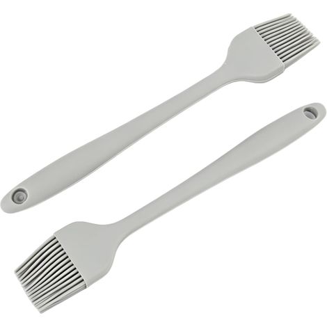 Pinceau Silicone Cuisine 2 Pièces 20,5 cm Gris, Pinceau Pâtissier Silicone Résistant à la Chaleur, Brosse à Marinade pour Huile Beurre Oeuf (1/5)