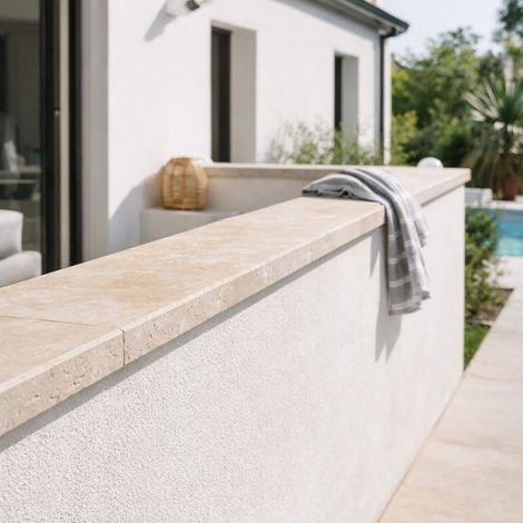 Couvertine Mur Travertin Beige Classique 1er choix - 100x33x3 cm - À l'unité - Ti'ma Stone (1/5)