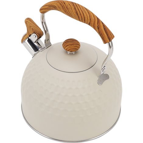 Bouilloire sifflante 2,5 L en acier inoxydable, chauffe efficace et uniforme, avec poignée isolante. (1/5)