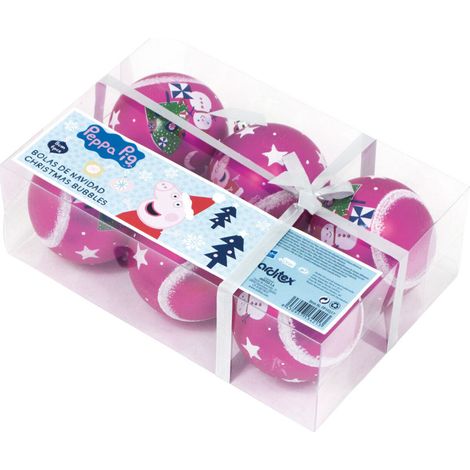 Lot de 6 boules de Noël fushia 8cm - Peppa Pig (1/3)