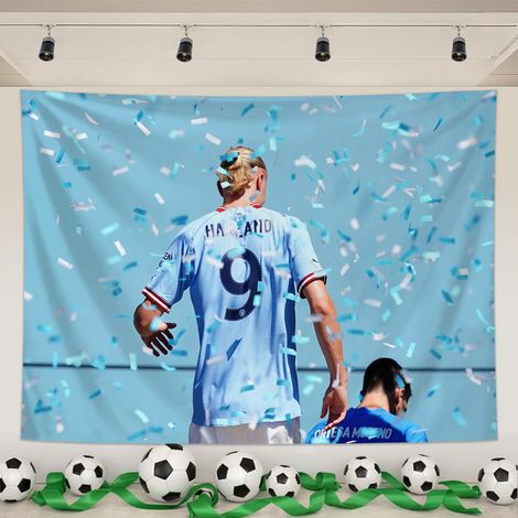 Tapisserie Murale Foot, Écussons Man City,Tissu Peachskin, Pour Salon, Bar, Chambre, Fan Zone, Outils Montage Inclus,10, 150x100cm