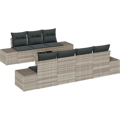 Maison Exclusive - Set Divano da Giardino 8 pcs Grigio chiaro polyrattan