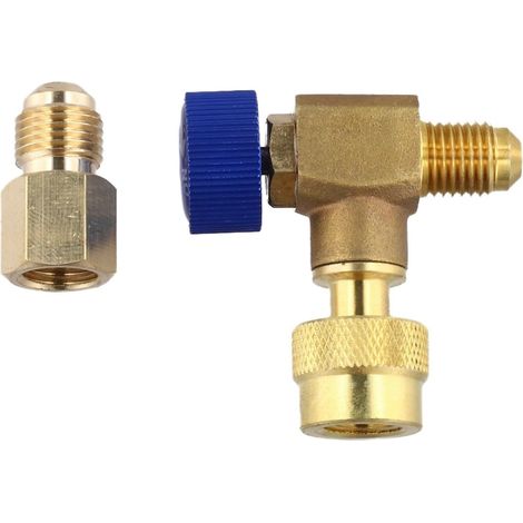 Vanne de sécurité en cuivre à 90 degrés pour climatiseur R22 R32 R410A Adaptateur d'angle Protection contre les fuites Montage facile (A) (1/5)
