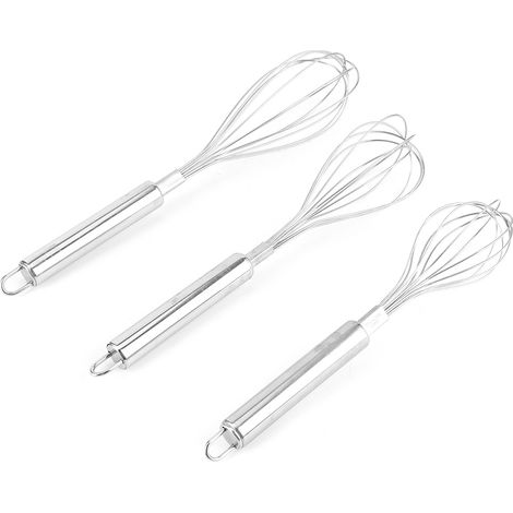 3-teiliges Set manueller Eierquirl, Milchaufschäumer, Mixer und Küchenbackutensilien aus Edelstahl (1/5)