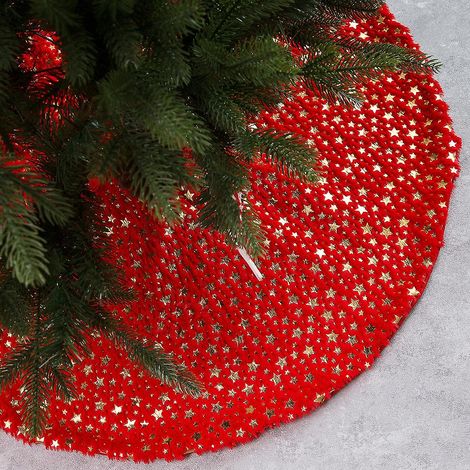 Jupe Pour Arbre De Noël - Fourrure Synthétique Blanche Et Rouge - Diamètre 91 Cm - Pour Arbre Jusqu'à 180 Cm - 1 Pièce (1/3)