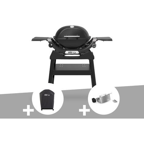 Barbecue à gaz Q 1200N noir avec pied + Housse + Rôtissoire - Weber