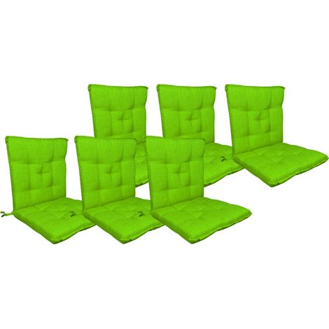 Set Cuscini Sedia Con Schienale Imbottiti Con Laccetti Banda Elastica 40 x 80 Cm Verde - 6 Pezzi