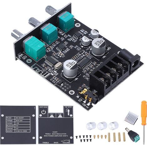 Carte amplificateur de puissance stéréo Bluetooth 2.0, Module HIFI numérique, réglage haute et basse fréquence 50W + 50W (1/5)