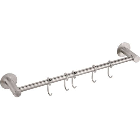 Colgador adhesivo 5 ganchos Supra de Cocina en color Gris con Acero Inoxidable Medidas 43x5x45845 cm (1/5)