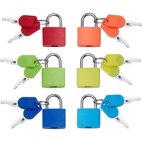 6 pièce Mini Cadenas à Bagage, Multicolore Cadenas Valise avec 2 Clé pour Bagage Valise Petit Cadenas Clef, pour voyage, valise, école, sac d'ordinateur portable, Couleur aléatoire (1/5)