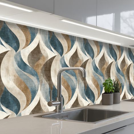 REVETEMENT MURAL DE CUISINE, CRÉDENCE DE CUISINE Abstrait - Vagues - Coloré 250x60 cm (1/5)