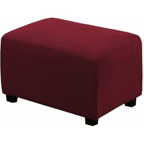 Housse de Pouf carrée Extensible en Peluche, Housses de Repose-Pieds en Jacquard Doux pour protéger Le Repose-Pieds, Housse de Pouf avec Fond élastique, Lavable en Machine -rouge (1/5)