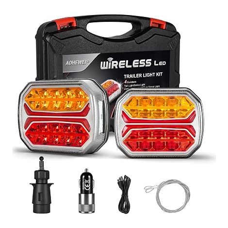 Set di luci posteriori per rimorchio LED magnetiche wireless AOHEWEI, wireless Bluetooth dinamico con base magnetica per camper, barche, veicoli, caravan e camion (1/5)
