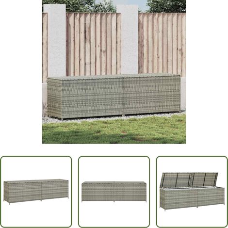 Rangement extérieur - Boîte de rangement de jardin résine tressée 200x50x60 cm gris (1/5)