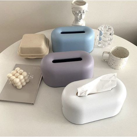 Boîte de rangement pour papier [Nordic]  Porte-papier décoratif et élégant avec élastique interne, blanc chaud, plastique durable pour salon, bureau, café (1/5)