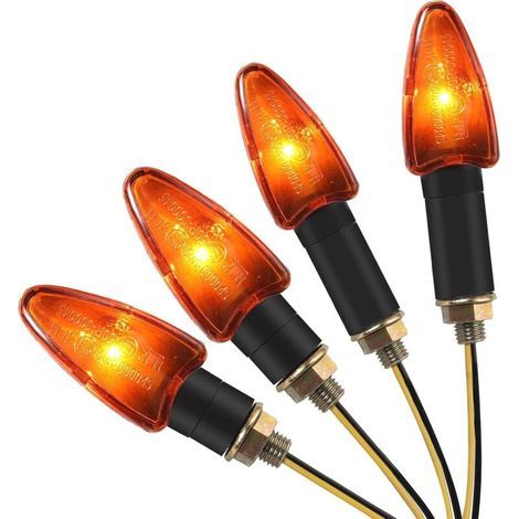 APEX 4pcs Clignotants Moto 10W Haute Puissance Ampoule Feu Clignotant Indicateur Lumière Ambre Étanche 12V pour M10 Universel Moto (1/5)