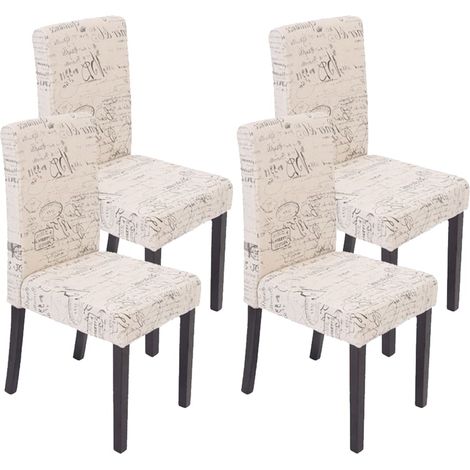 [NON UTILIZZATO] Set 4x sedie Littau tessuto soggiorno cucina sala da pranzo 43x56x90cm scritte piedi scuri