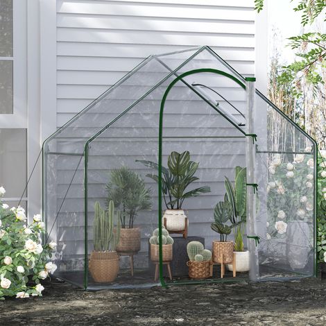 Serre de Jardin Balcon Serre terrasse pour tomates 1.8L x 1l x 1.68H m Acier plastique imperméable Transparent Vert