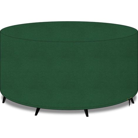 600D Oxford Fabric Round Table Cover, Waterproof, Windproof, and UV Resistant, Garden Furniture Cover, Green 190 x 80 cm (1/5)