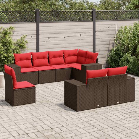 8-teiliges Gartensofa-Set mit Kissen, braun, Polyrattan (1/5)