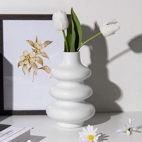 Vase en céramique nordique à motif circulaire hétérosexuel, contenant hydroponique pour fleurs séchées, décoration pour la maison, le salon ou la table à manger.