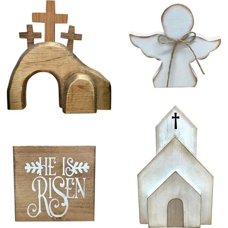 Décoration de Pâques - Maison d'Ange en Bois avec Plateau Stratifié (1/5)