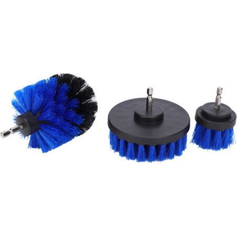 Kit de 3 brosses de nettoyage pour perceuse, accessoires de nettoyage puissants bleus pour baignoire et douche, 1/4 po (1/5)