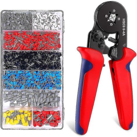 Pince à sertir avec 1200 cosses à sertir isolées de 0,25 mm à 10 m