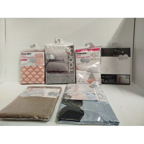 Lot de 6 - FINLANDEK TODAY ATMOSPHERA - Parures de lit 140x200cm - Coton et Polyester - Styles variés - Voir photos (1/4)