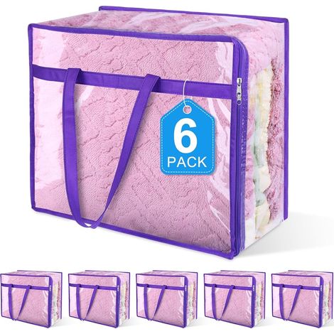 Sacs de rangement PVC YM888TM01-24-CE001-OG-0003 transparents violets 40L lot de 6 (1/3)