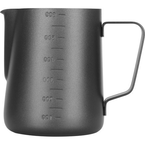 Tasse de pichet de moussage de lait, pichet de cuisson à la vapeur à espresso à double échelle en acier inoxydable, pichet de moussage de Latte Art pour cafés, bars(600 ml) (1/5)