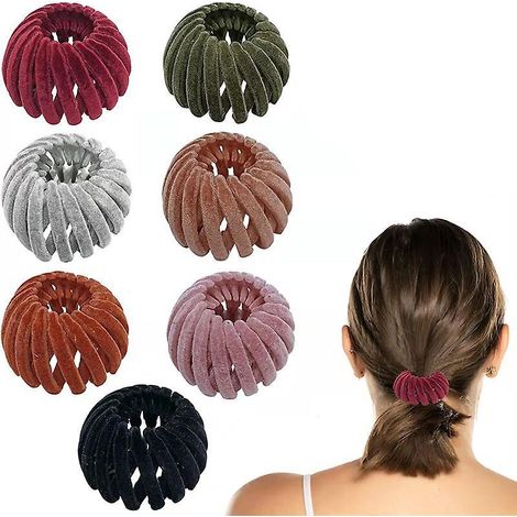 7 Pinces Cheveux Nid D'oiseau, Supports De Prle, Crme Griffe Wrap Disque Pais Tissage Velours Rtractable Grande Banane Tissage Pinces De Prle, A (1/5)
