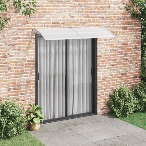 Marquise-Auvent de porte Gris et transparent 200x75 cm PC (1/5)
