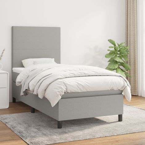 Cama box spring con colchón tela gris claro 80x200 cm vidaXL (1/5)