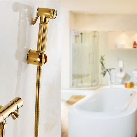 Wandmontiertes Bidet-Wasserstrahlgerät aus massivem Messing für Dusche und Toilette, tragbares Shattaf-Set mit Duschkopf, Badezimmeraccessoire (1/5)