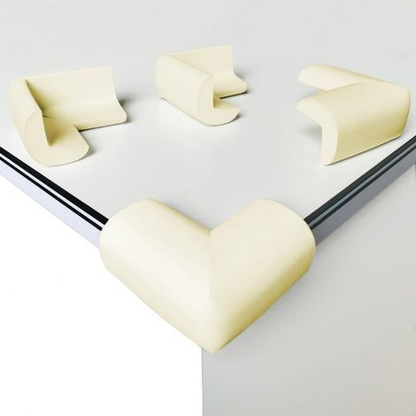 [Lot de 10] Protections d'angle de table, protections d'angle en mousse souple pour bébé, protections d'angle antichoc à angle droit pour tables et meubles pointus (sans odeur), blanc cassé (1/5)