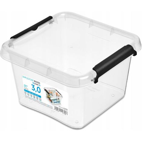 Conteneur En Plastique Transparent - 3 L - Avec Couvercle - Idéal Pour Bureau - Organisation Efficace (1/5)