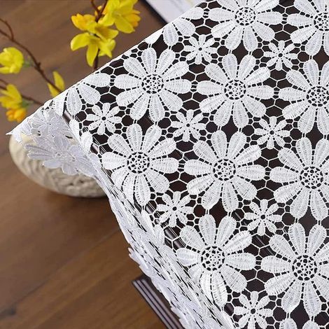 Nappe Vintage, Chemin de Table Rectangulaire, Dentelle Chemin de Table, Table de Mariage Dentelle Crochet, pour Mariage, Festival, Décoration de Maison, Décoration de Table, 40x120 cm, Blanc (1/5)