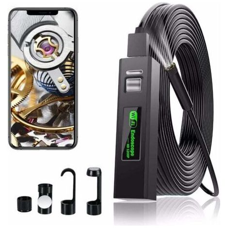 Caméra Endoscope WiFi Camera Endoscopique Camera Inspection Canalisation HD 1200P avec Lumière LED pour iPhone/Android/iOS téléphone Portable/Windows/Mac/Tablette/PC (2M) (1/4)